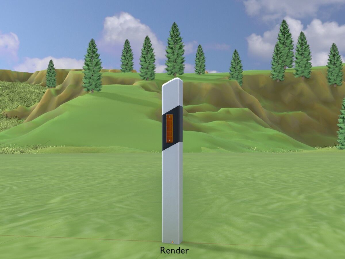 Delineator posts with yellow-orange reflectors L Low-poly 3D model_15