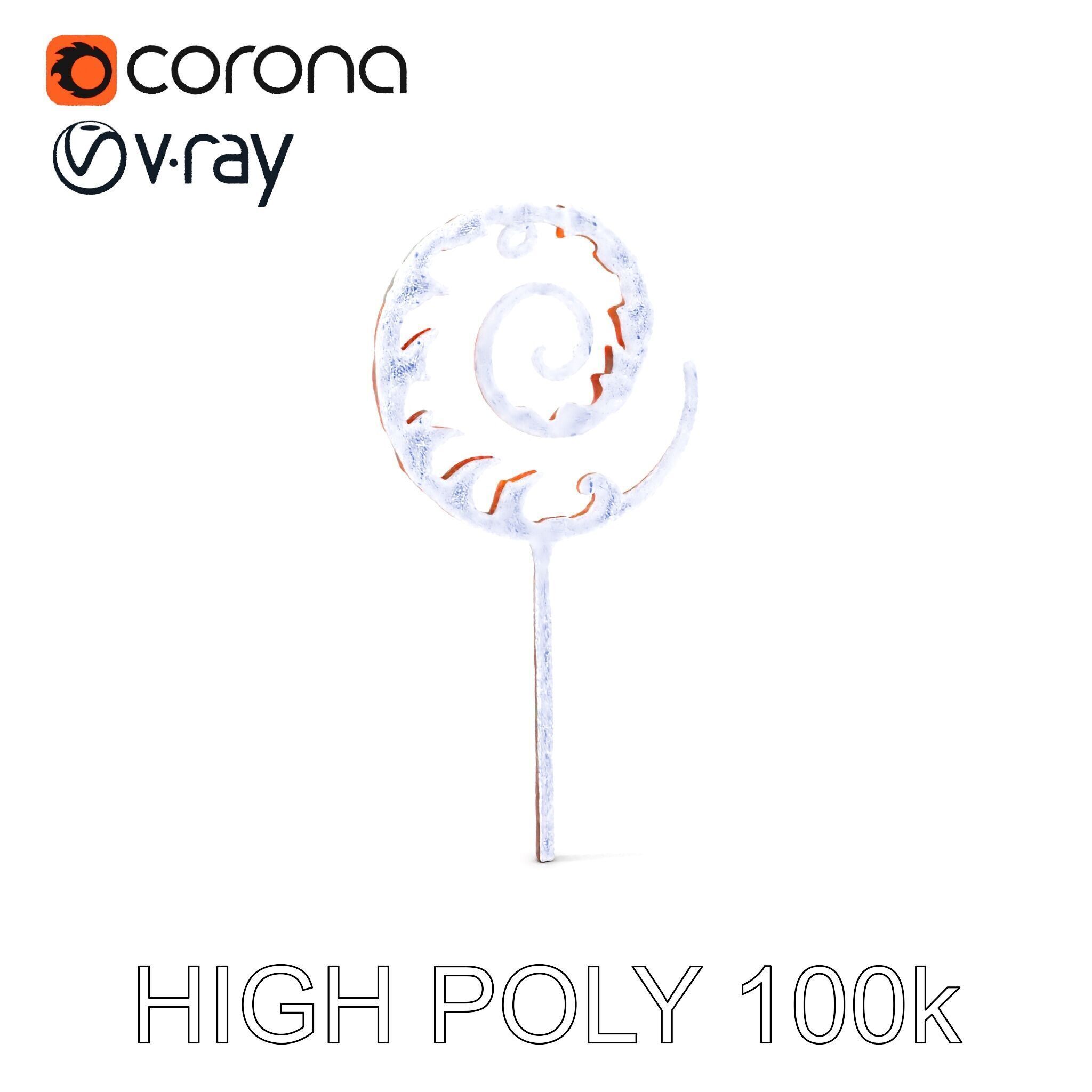 Ornate Spiral Iron Fence Topper Model Pack Low-poly 3D model_4