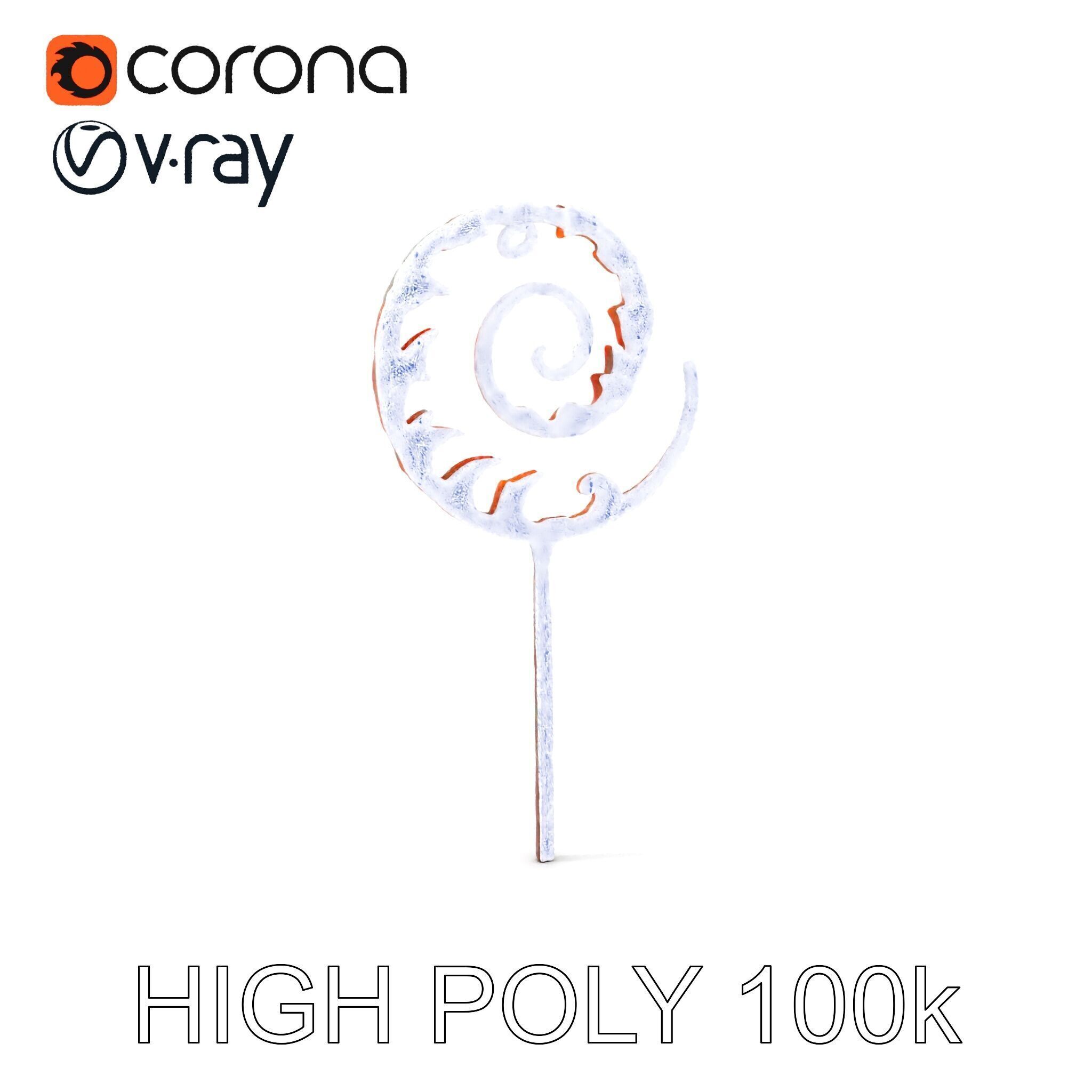 Ornate Spiral Iron Fence Topper Model Pack Low-poly 3D model_25