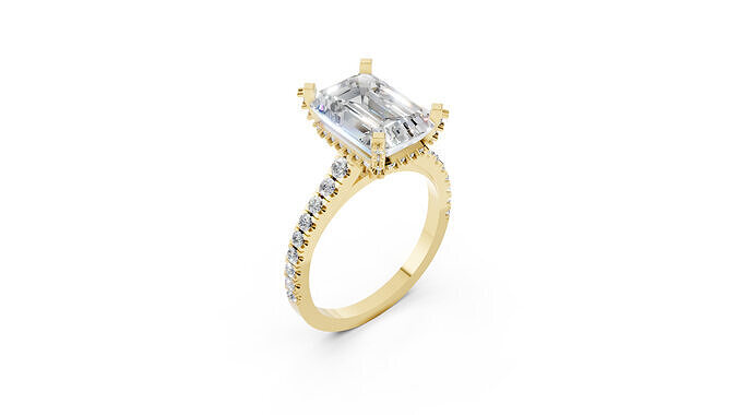 Rectangular Blue Diamond Engagement Ring CAD Model 3D print model