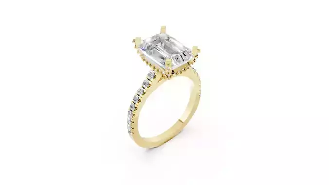 Rectangular Blue Diamond Engagement Ring CAD Model