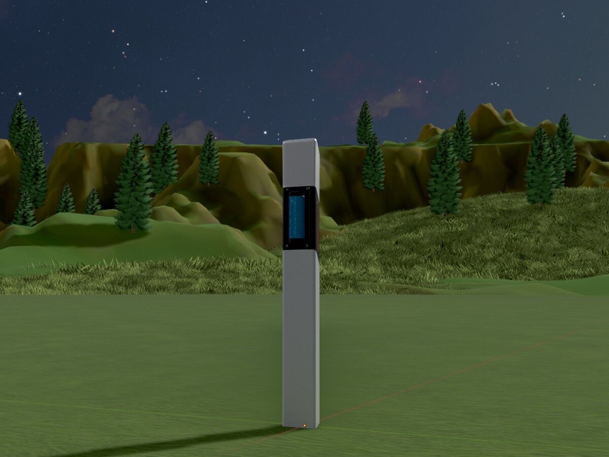 Delineator with wildlife warning reflector yellow R Low-poly 3D model_5