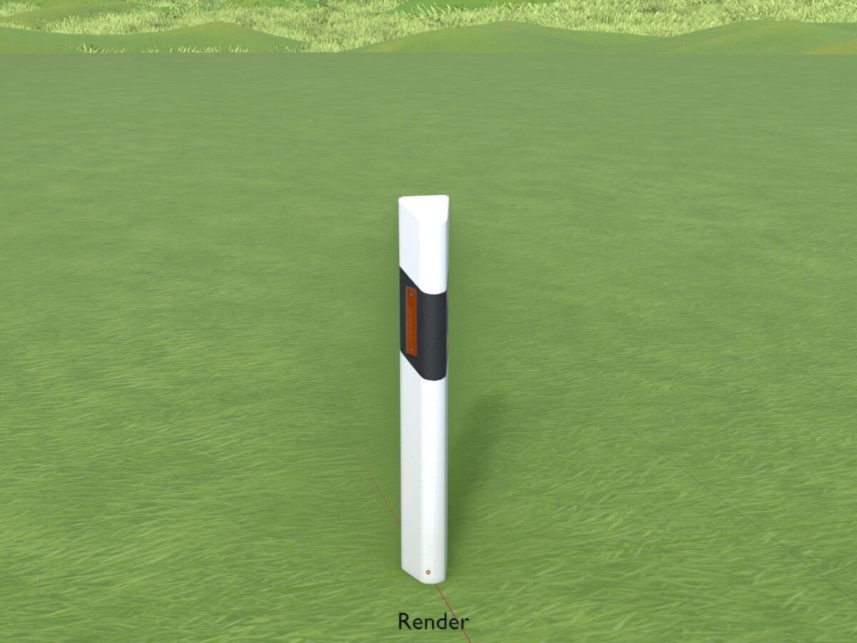 Delineator with wildlife warning reflector yellow R Low-poly 3D model_15