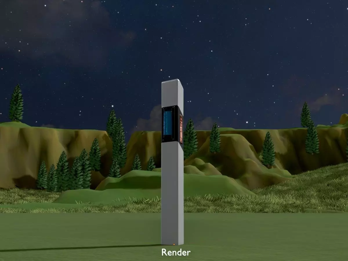 Delineator with wildlife warning reflector yellow R Low-poly 3D model_0