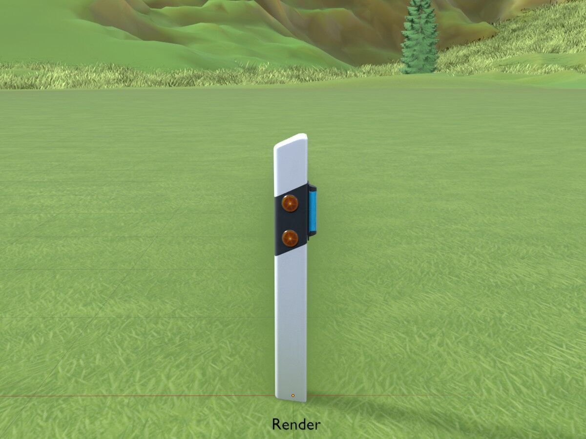 Delineator with wildlife warning reflector yellow R Low-poly 3D model_20