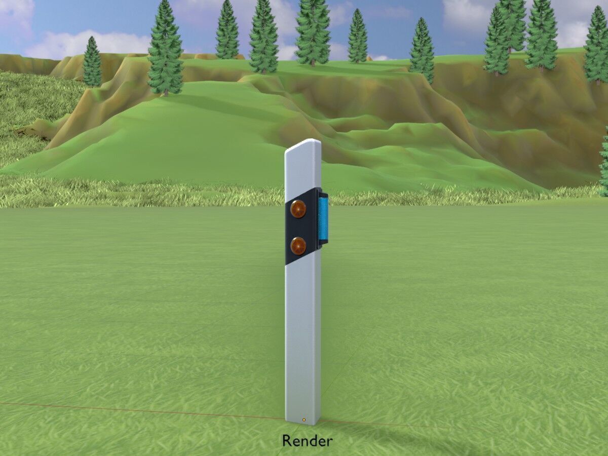 Delineator with wildlife warning reflector yellow R Low-poly 3D model_16