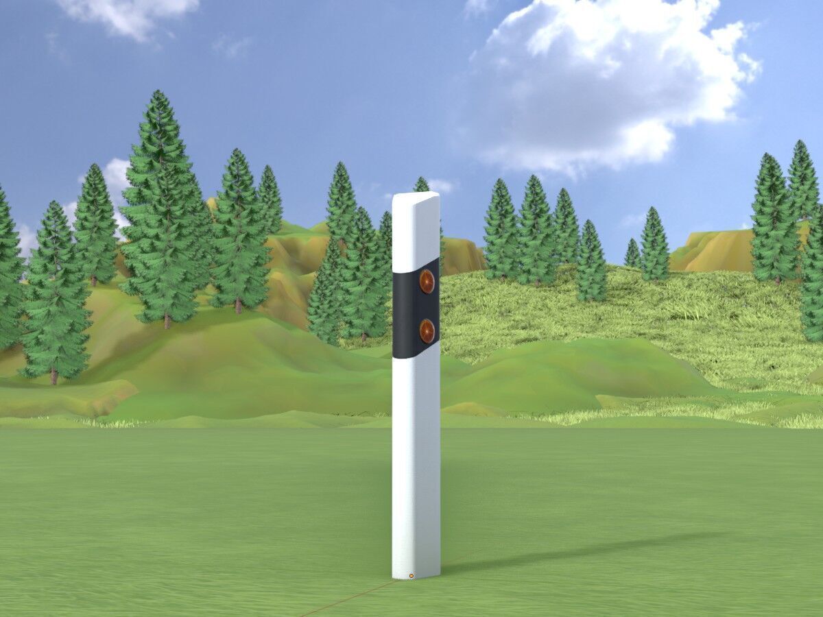 Delineator with wildlife warning reflector yellow R Low-poly 3D model_4