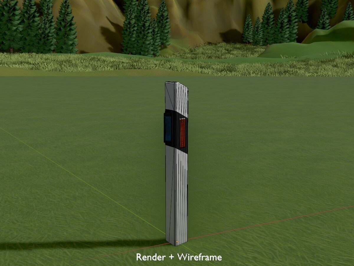 Delineator with wildlife warning reflector yellow R Low-poly 3D model_9