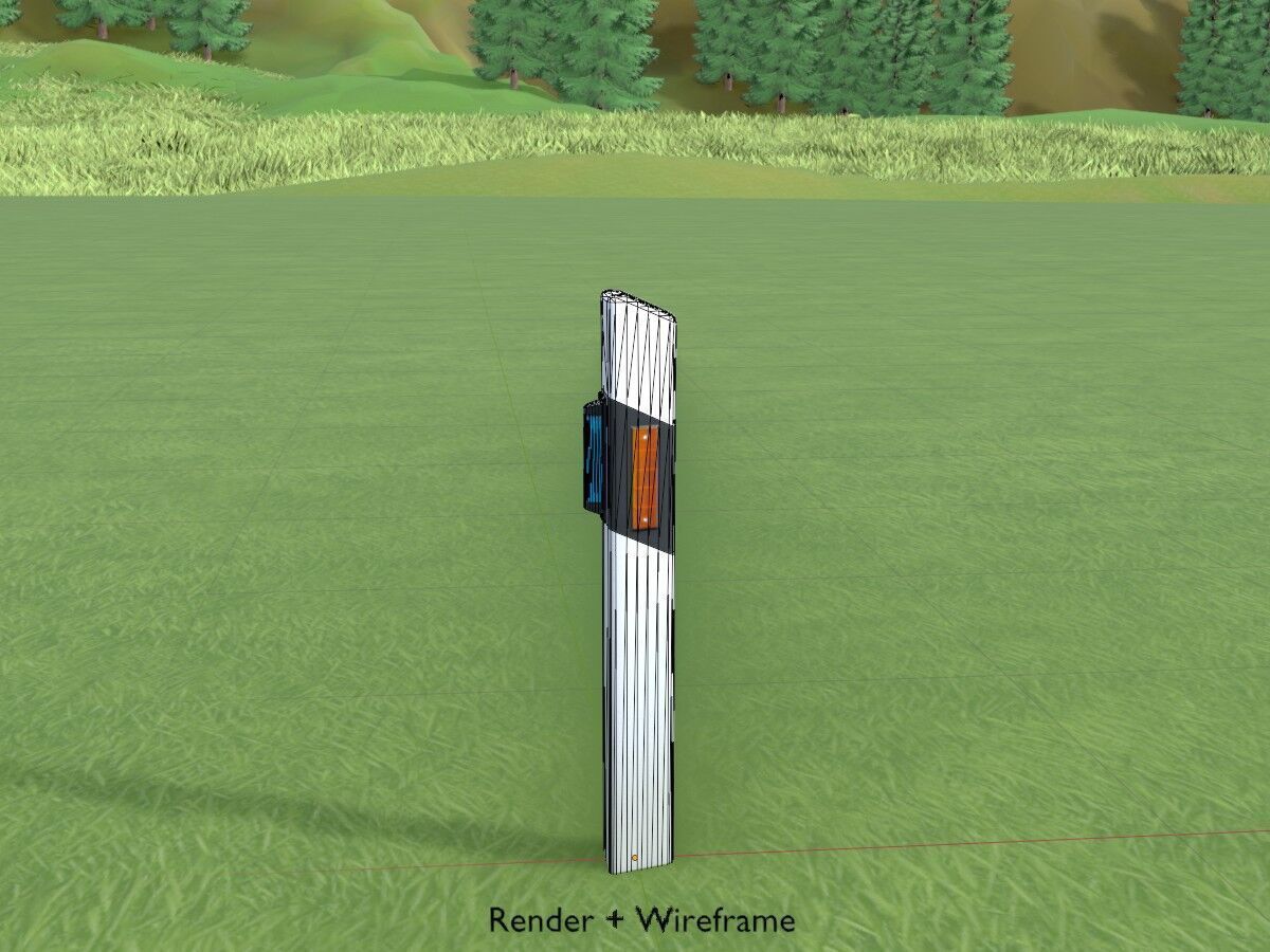 Delineator with wildlife warning reflector yellow R Low-poly 3D model_6