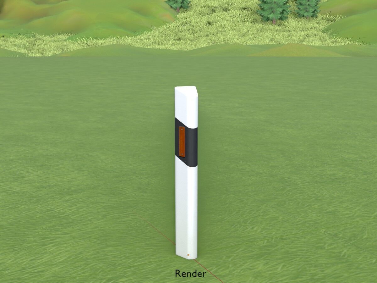 Delineator with wildlife warning reflector yellow R Low-poly 3D model_19