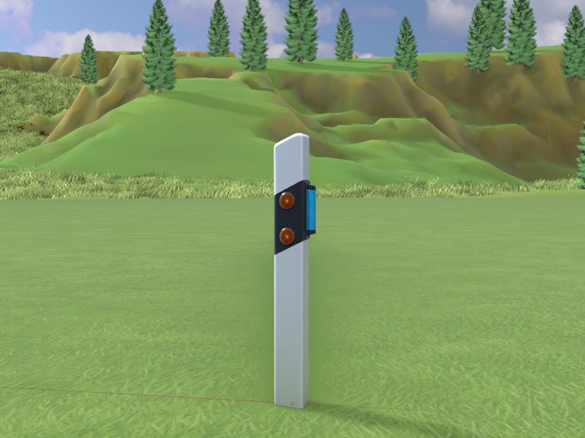 Delineator with wildlife warning reflector yellow R Low-poly 3D model_3