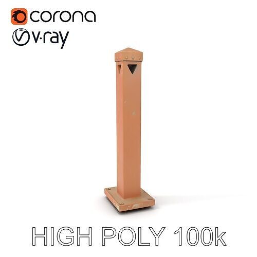 Rusty Metal Bollard D Model Pack Low-poly 3D model