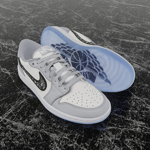 AIR JORDAN 1 LOW x DIOR 3D SHOES Low-poly 3D model