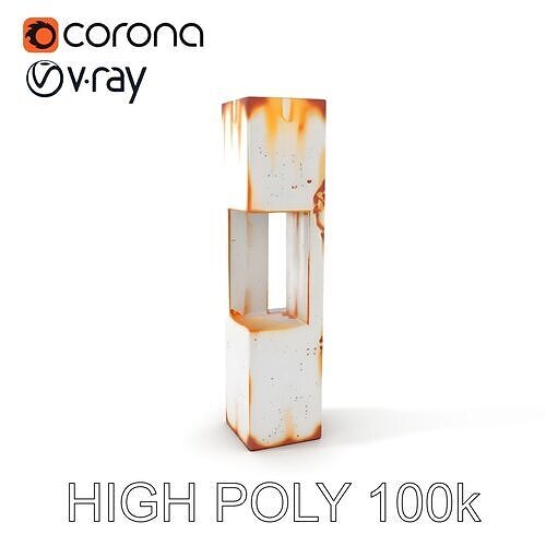 Rusty Concrete Pillar Model Pack with Textured Detail Low-poly 3D model