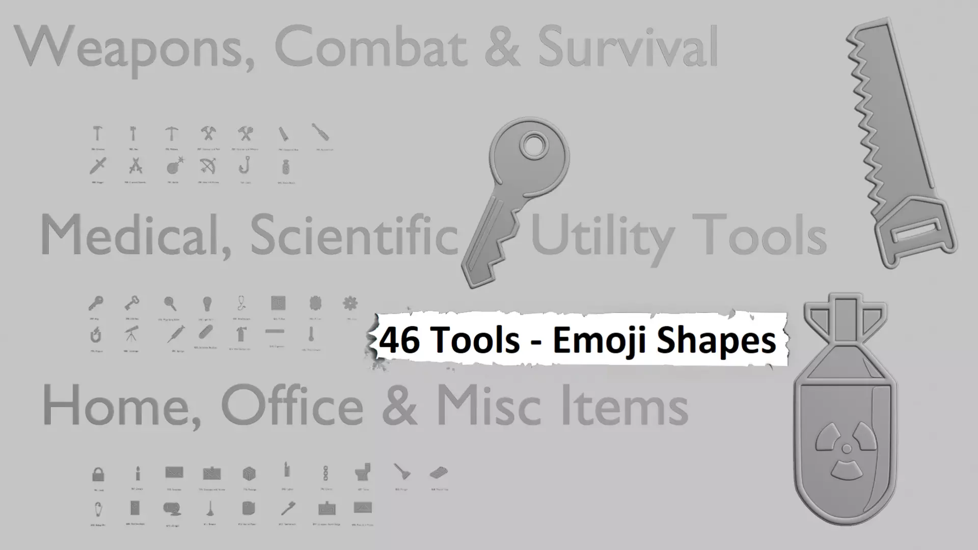 Tools Emoji Pack 3D Printable 46 Unique Emojis 3D print model