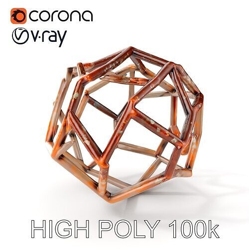 Rusted Metal Geodesic Sphere Model Pack Low-poly 3D model