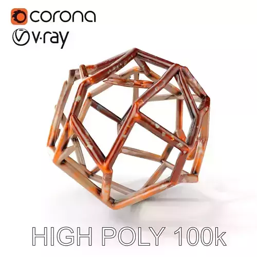 Rusted Metal Geodesic Sphere Model Pack Low-poly 3D model