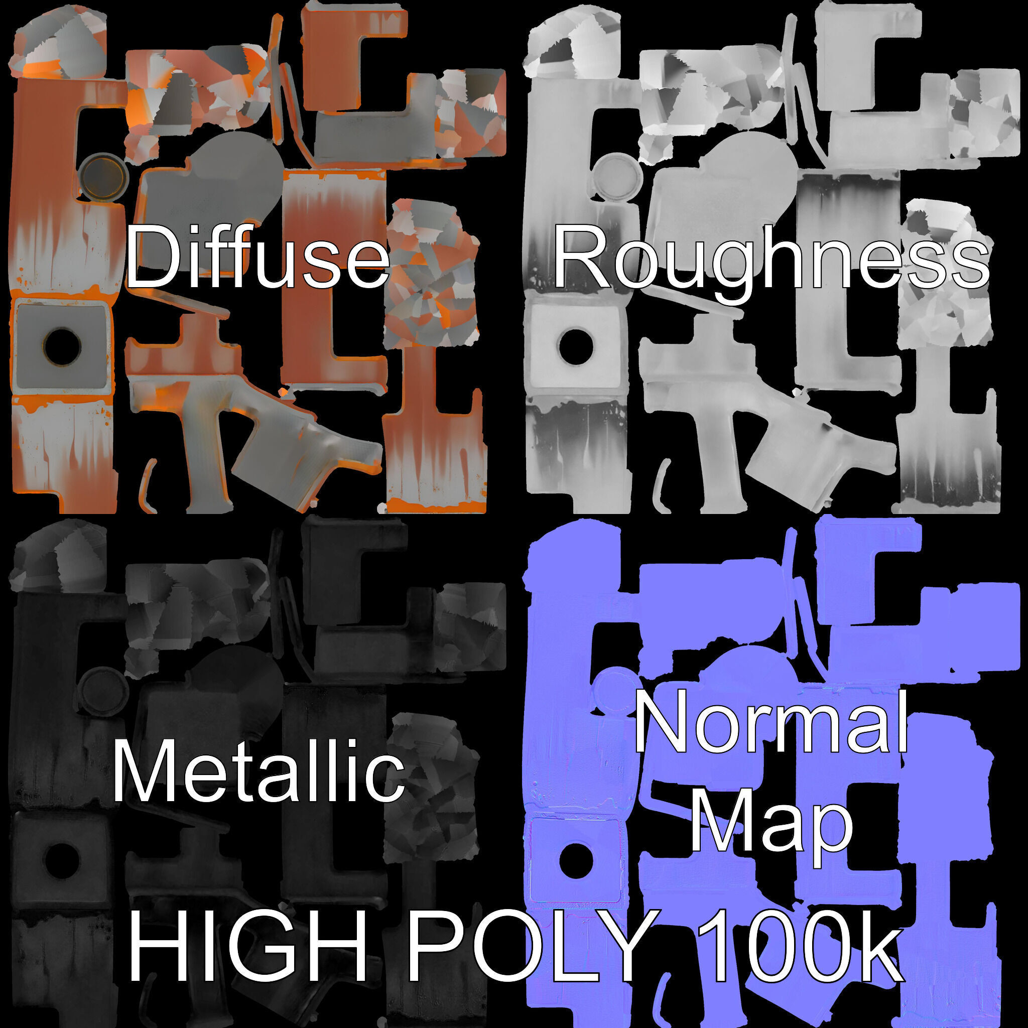 Modern Industrial Rusty Block Model Pack Low-poly 3D model_3