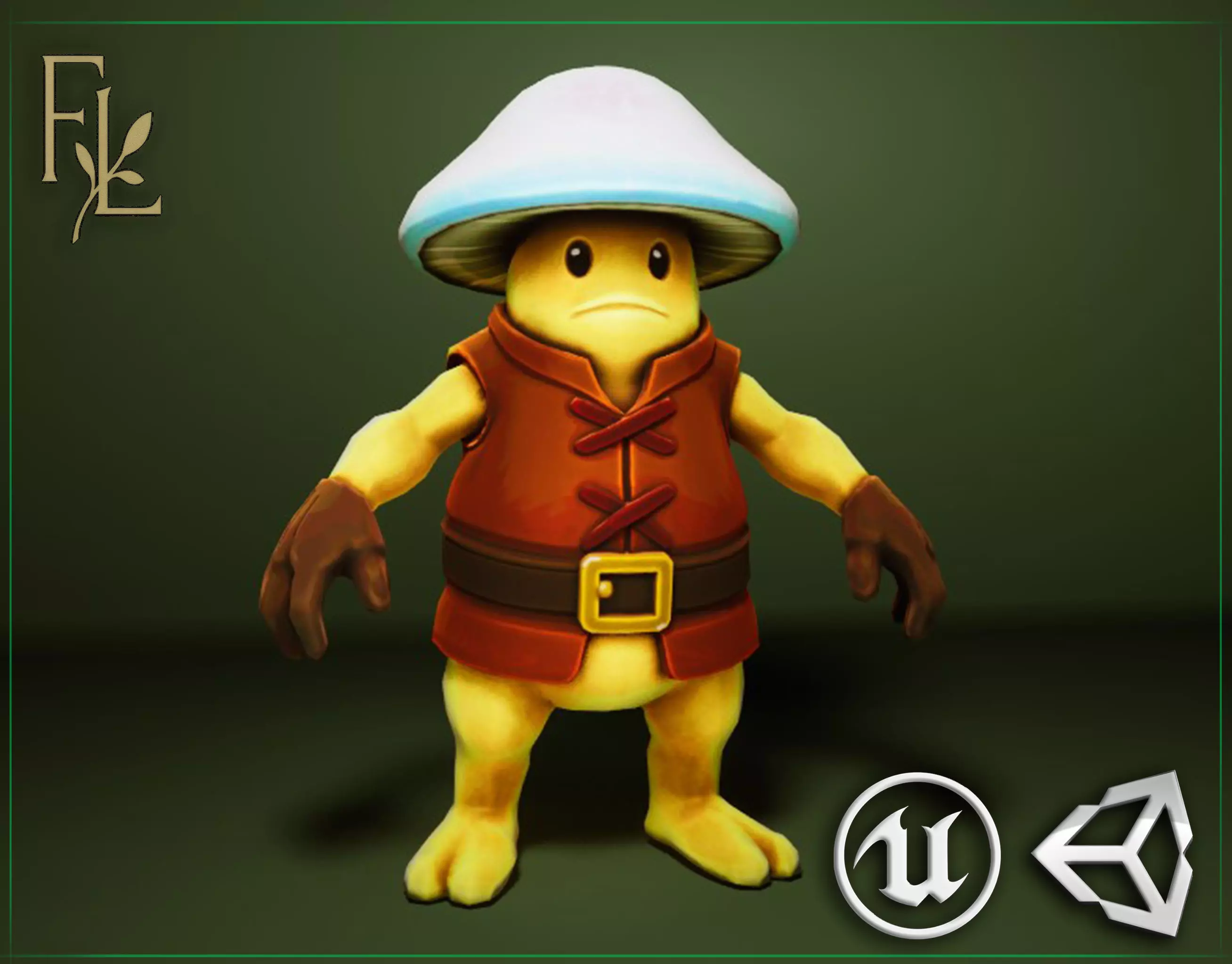 Mushroom Forager - Game ready character Low-poly 3D model_0