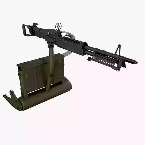Machine Gun M-60D With Helicopter Mount Low-poly 3D model
