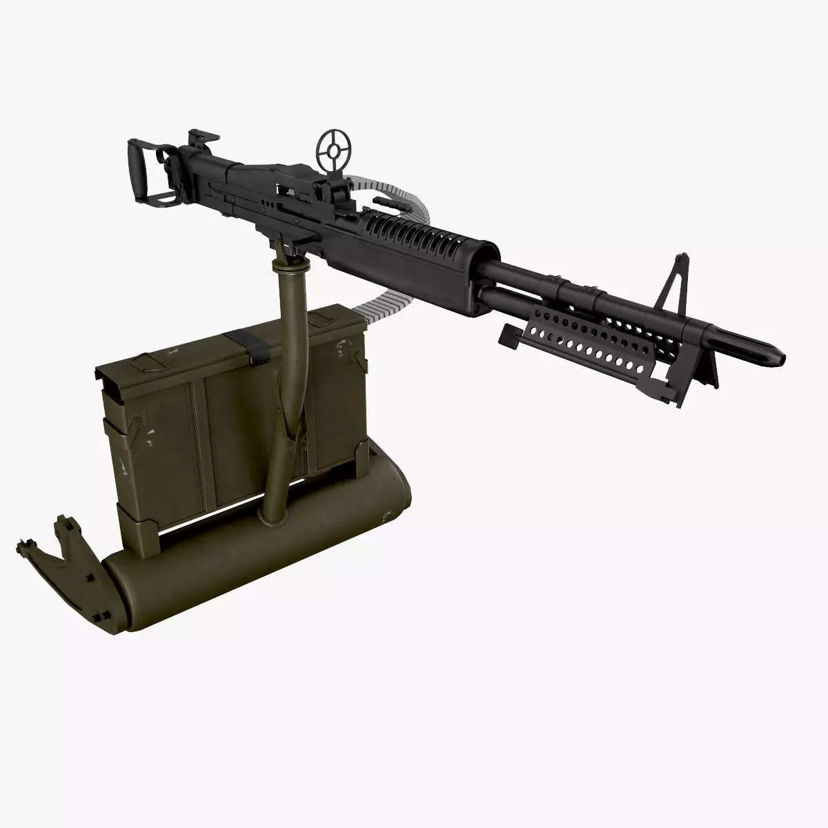 Machine Gun M-60D With Helicopter Mount Low-poly 3D model_0