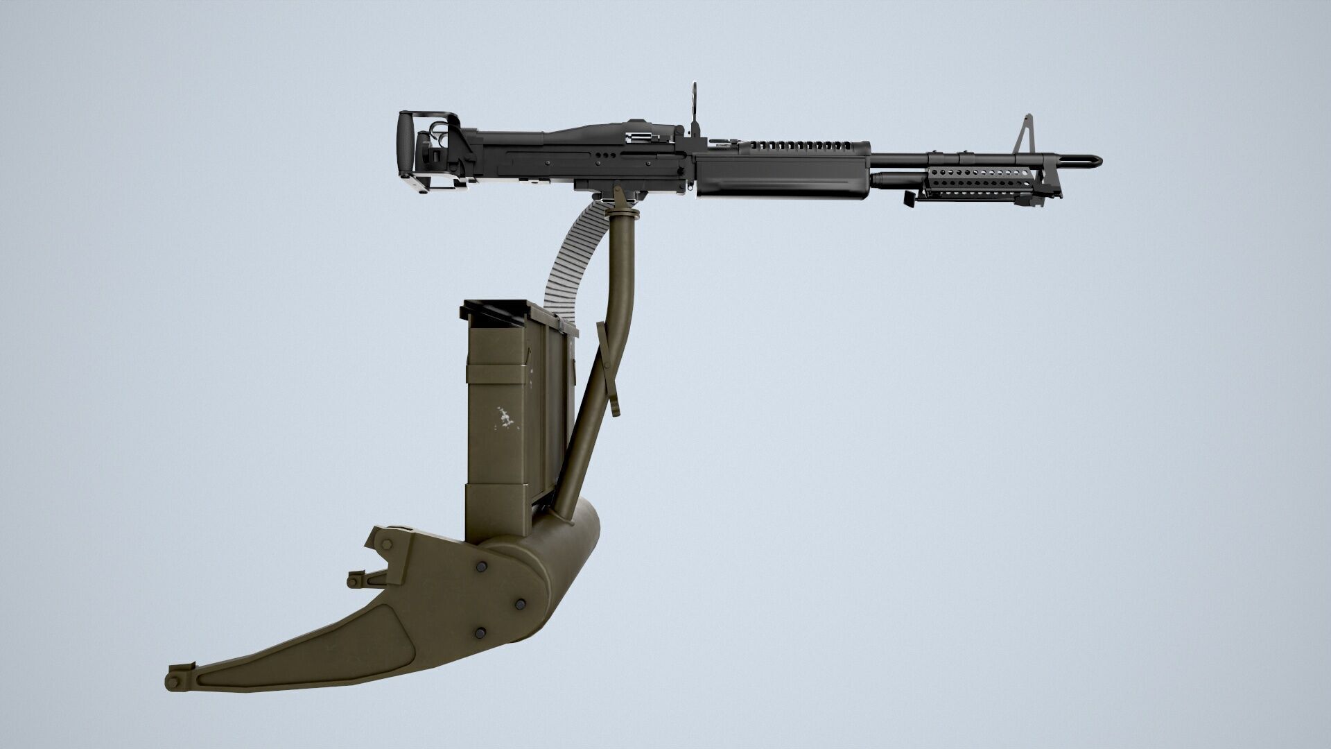 Machine Gun M-60D With Helicopter Mount Low-poly 3D model_5