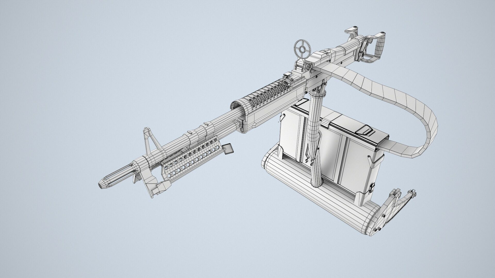 Machine Gun M-60D With Helicopter Mount Low-poly 3D model_8