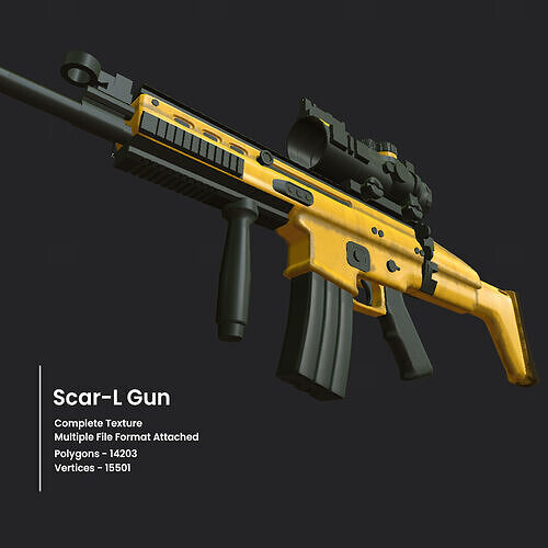 Scar-L Gun 3D Model Low-poly 3D model