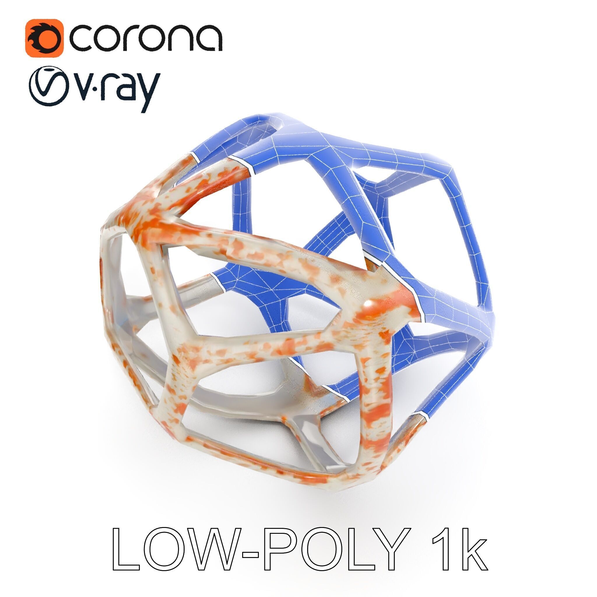 Geometric Metal Sculpture Model Pack Low-poly 3D model_28