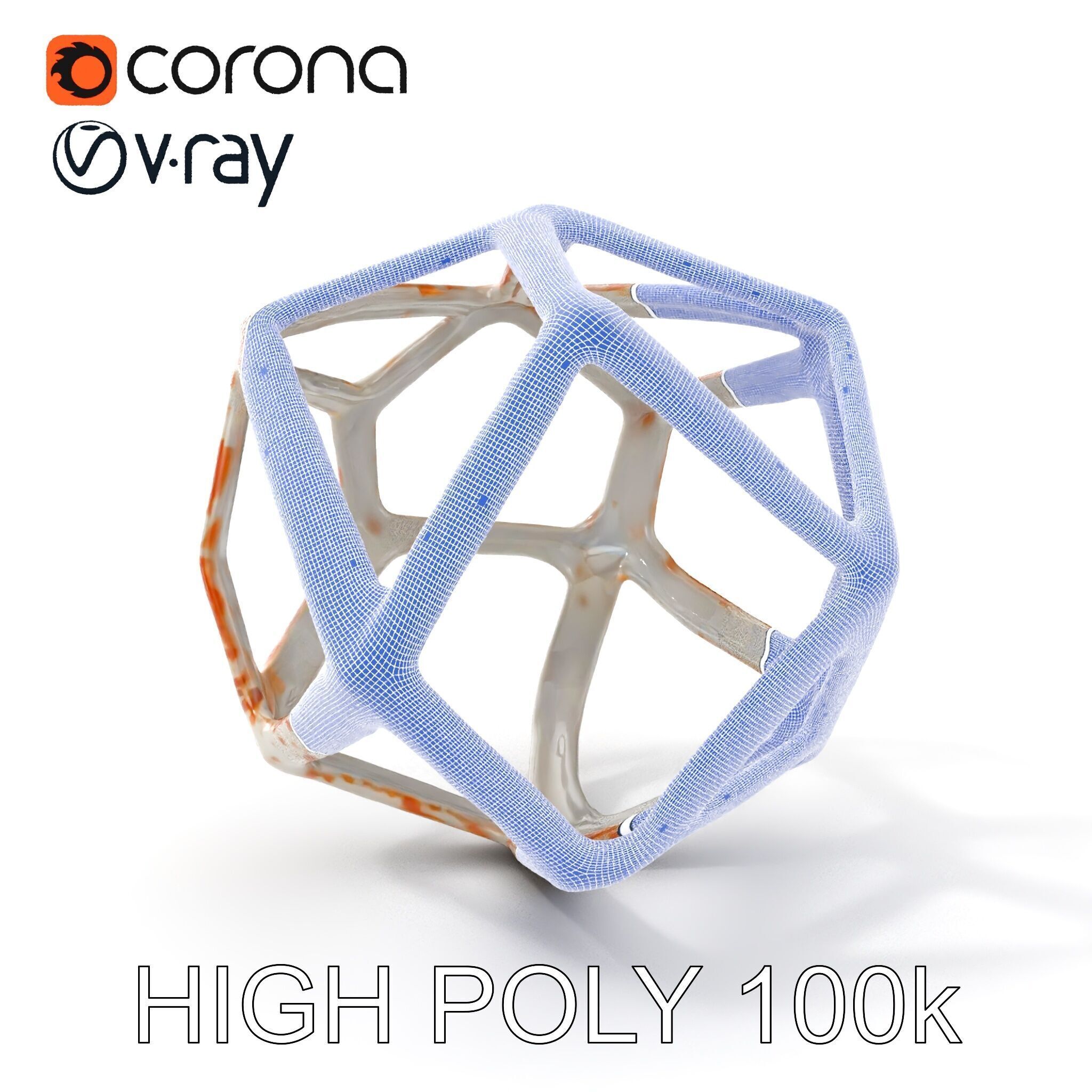 Geometric Metal Sculpture Model Pack Low-poly 3D model_4