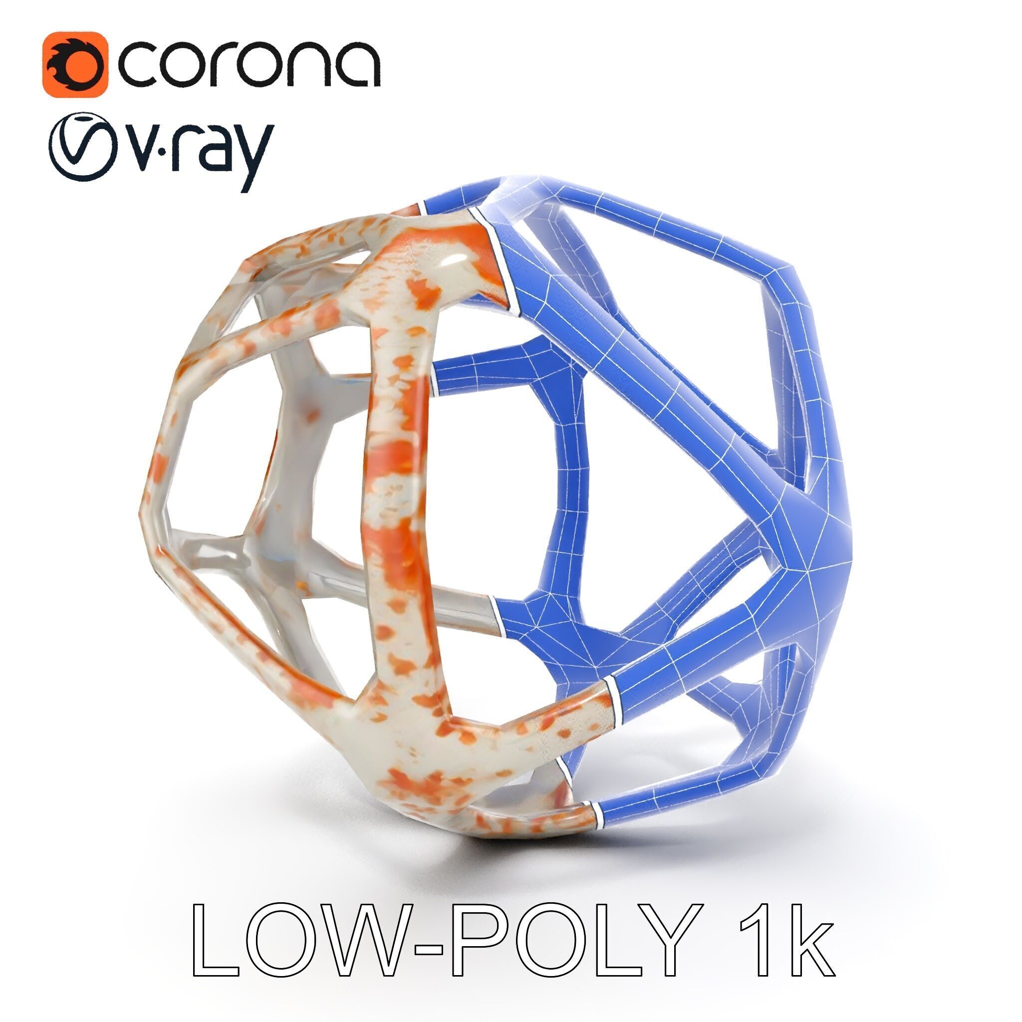 Geometric Metal Sculpture Model Pack Low-poly 3D model_20