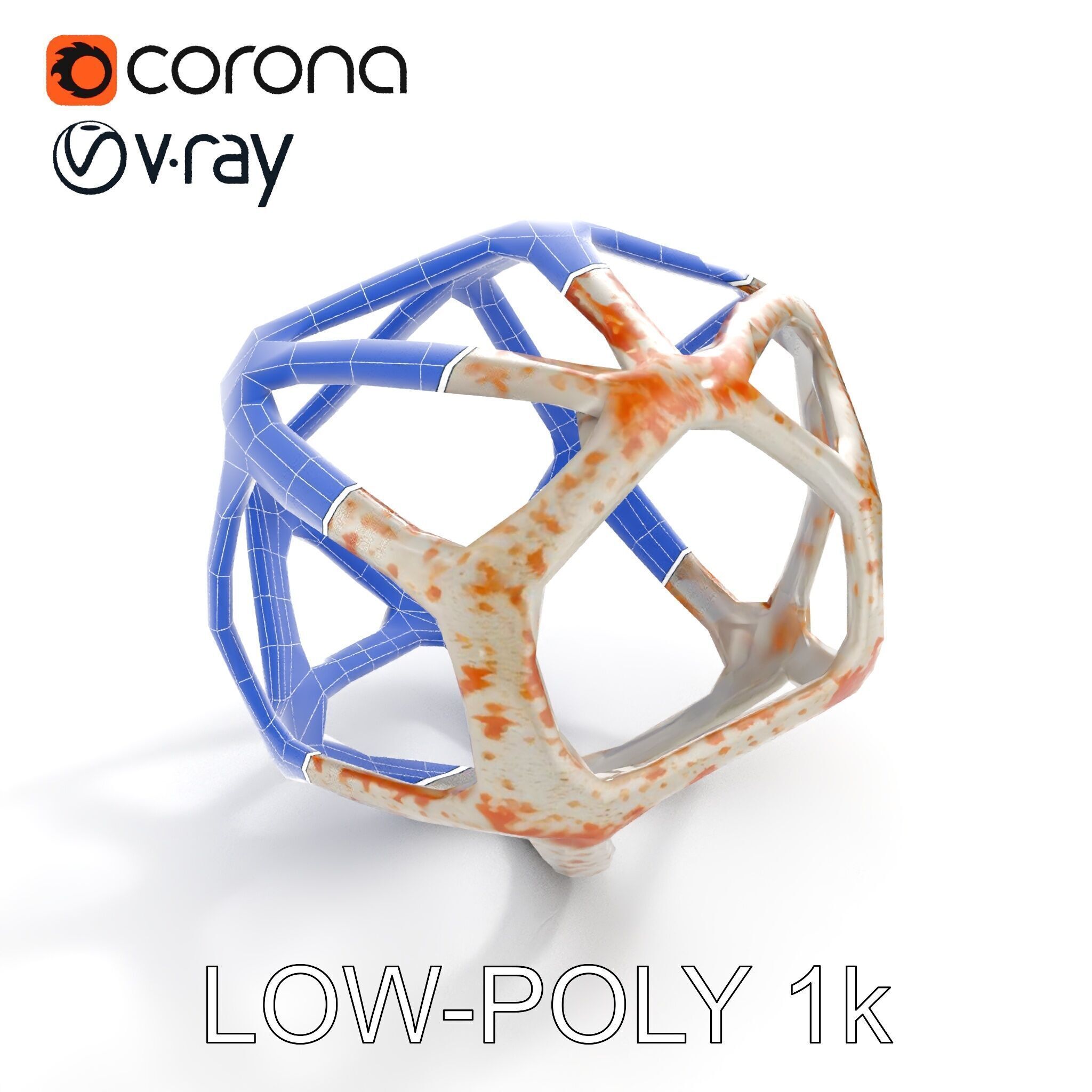 Geometric Metal Sculpture Model Pack Low-poly 3D model_31