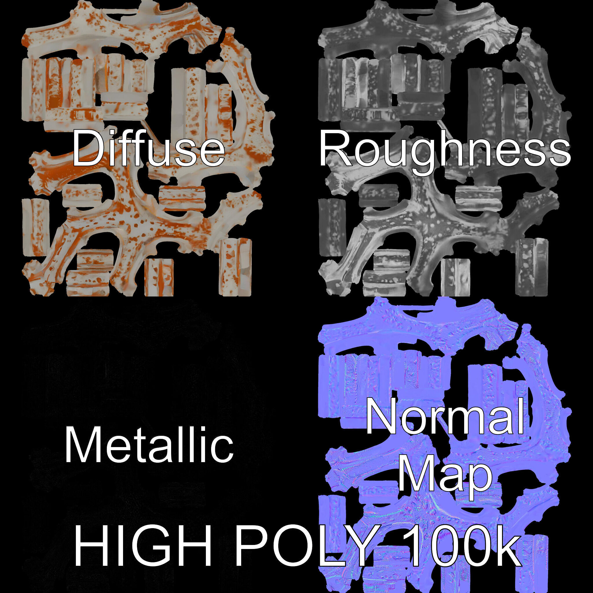 Geometric Metal Sculpture Model Pack Low-poly 3D model_3