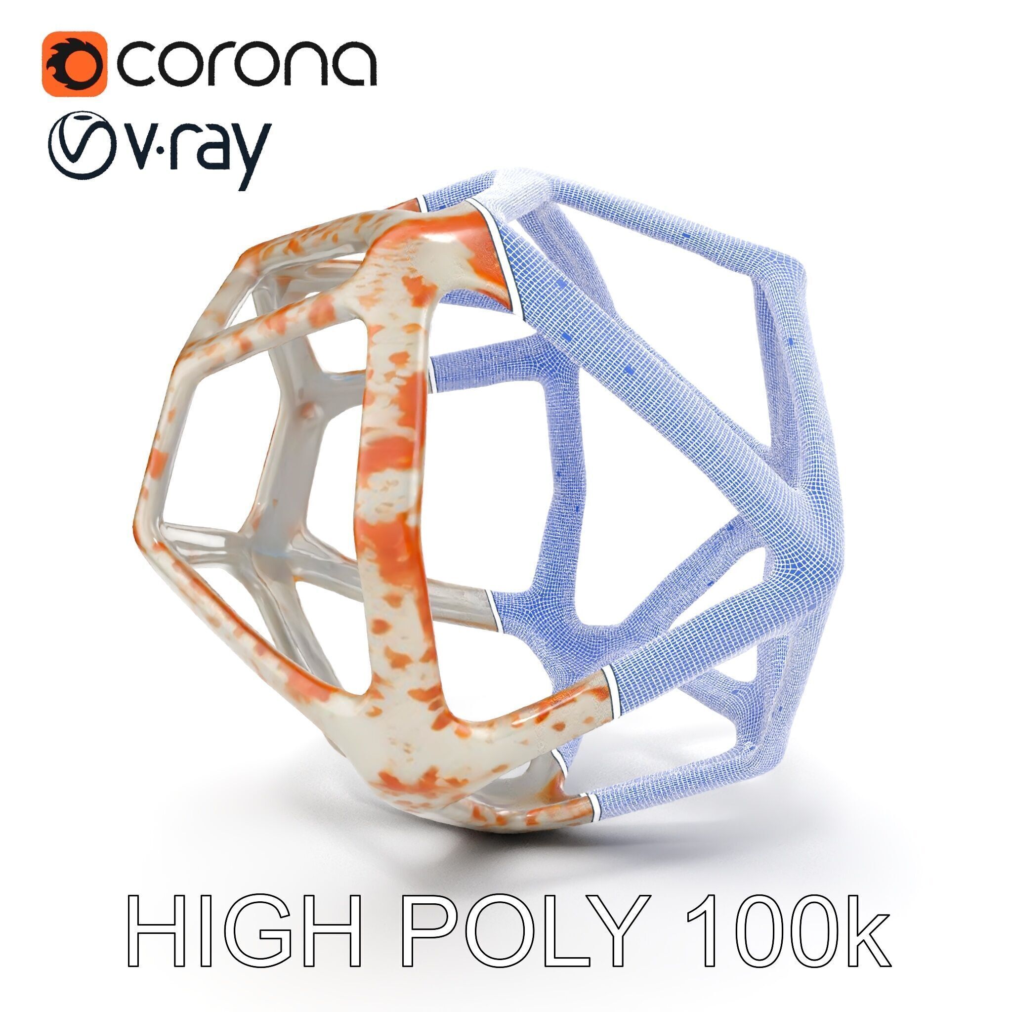 Geometric Metal Sculpture Model Pack Low-poly 3D model_35