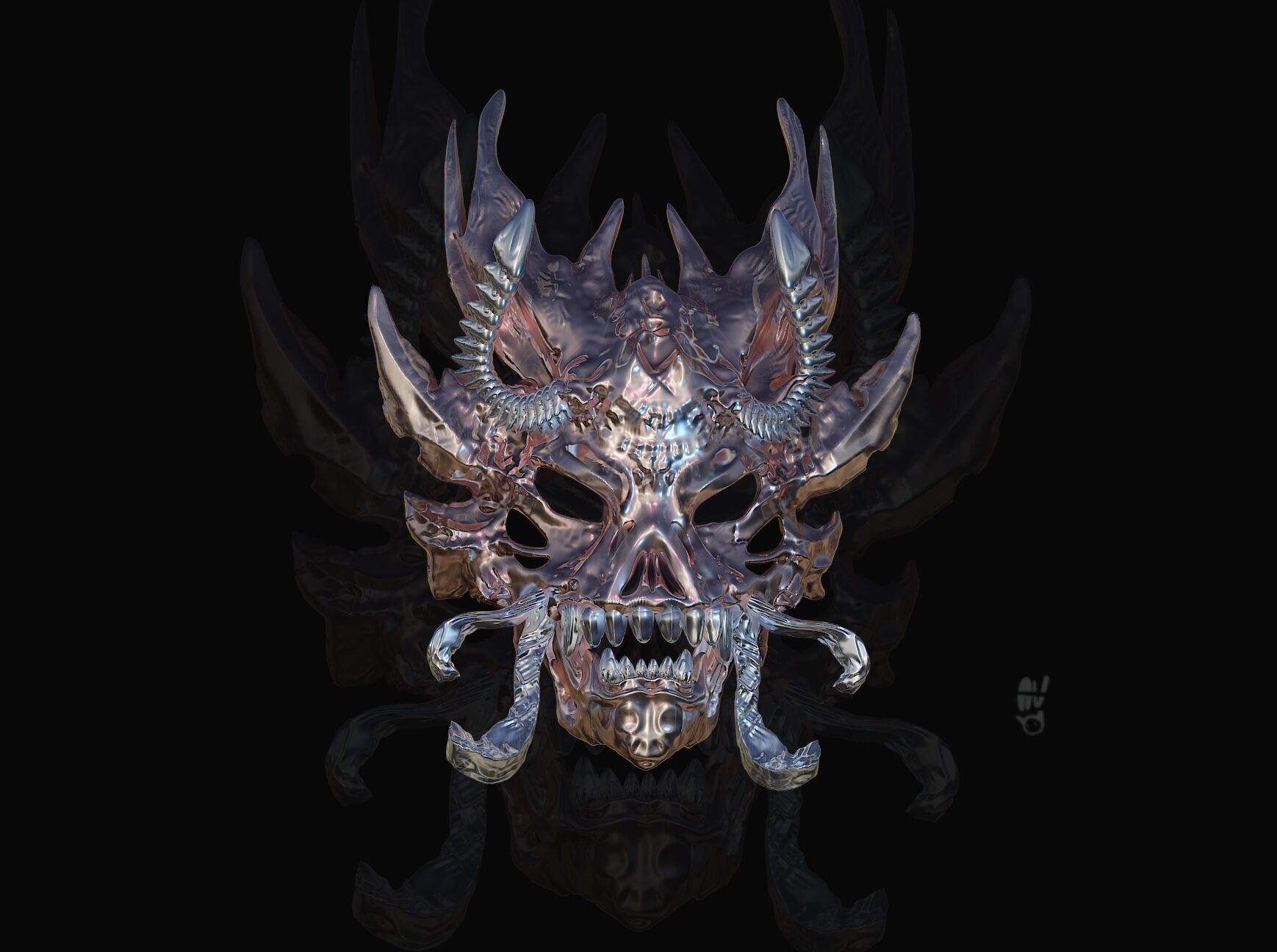 Demon Mask - 3D Printable STL Free 3D print model_1