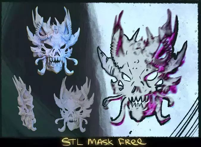 Demon Mask - 3D Printable STL