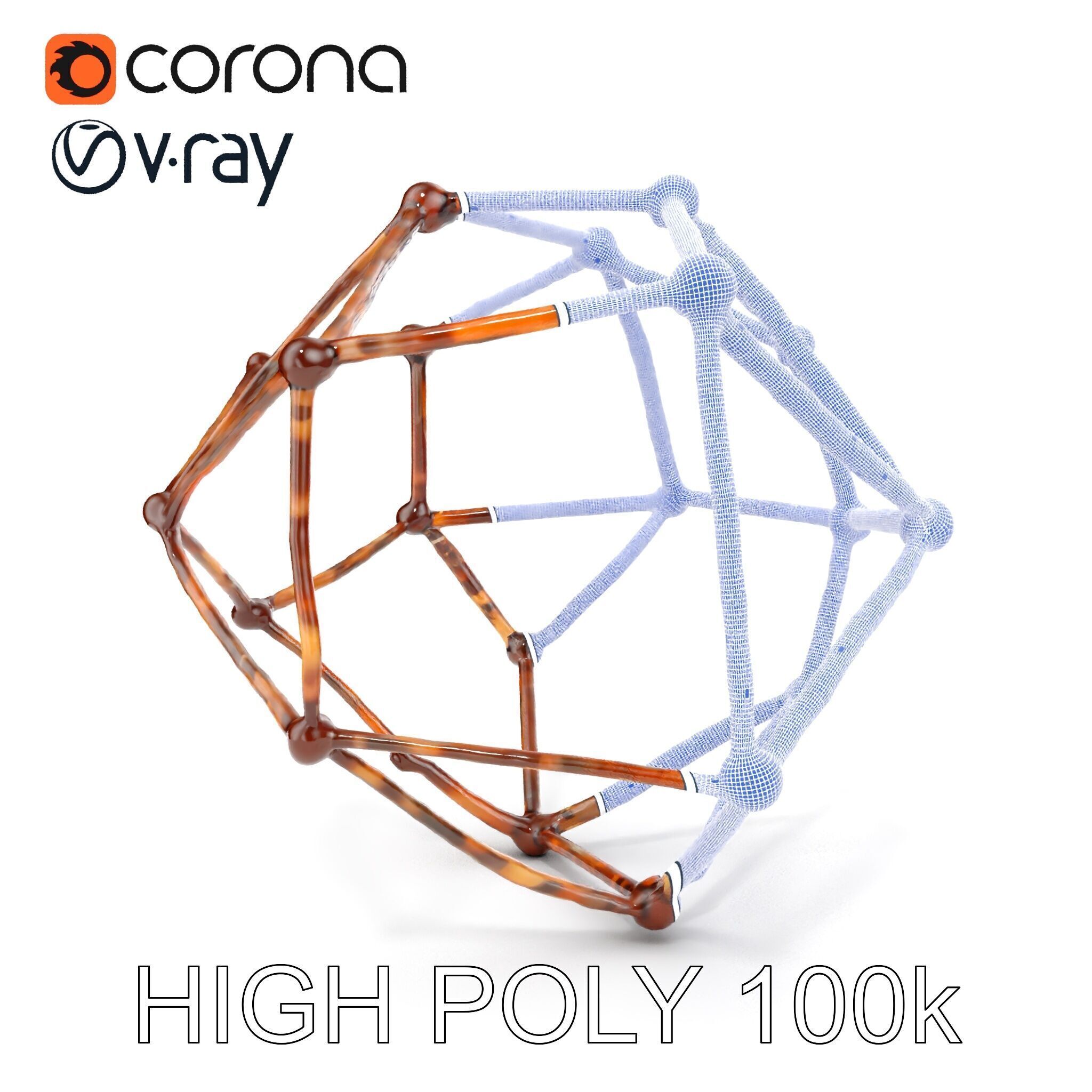 Geometric Metal Framework Model Pack Low-poly 3D model_32