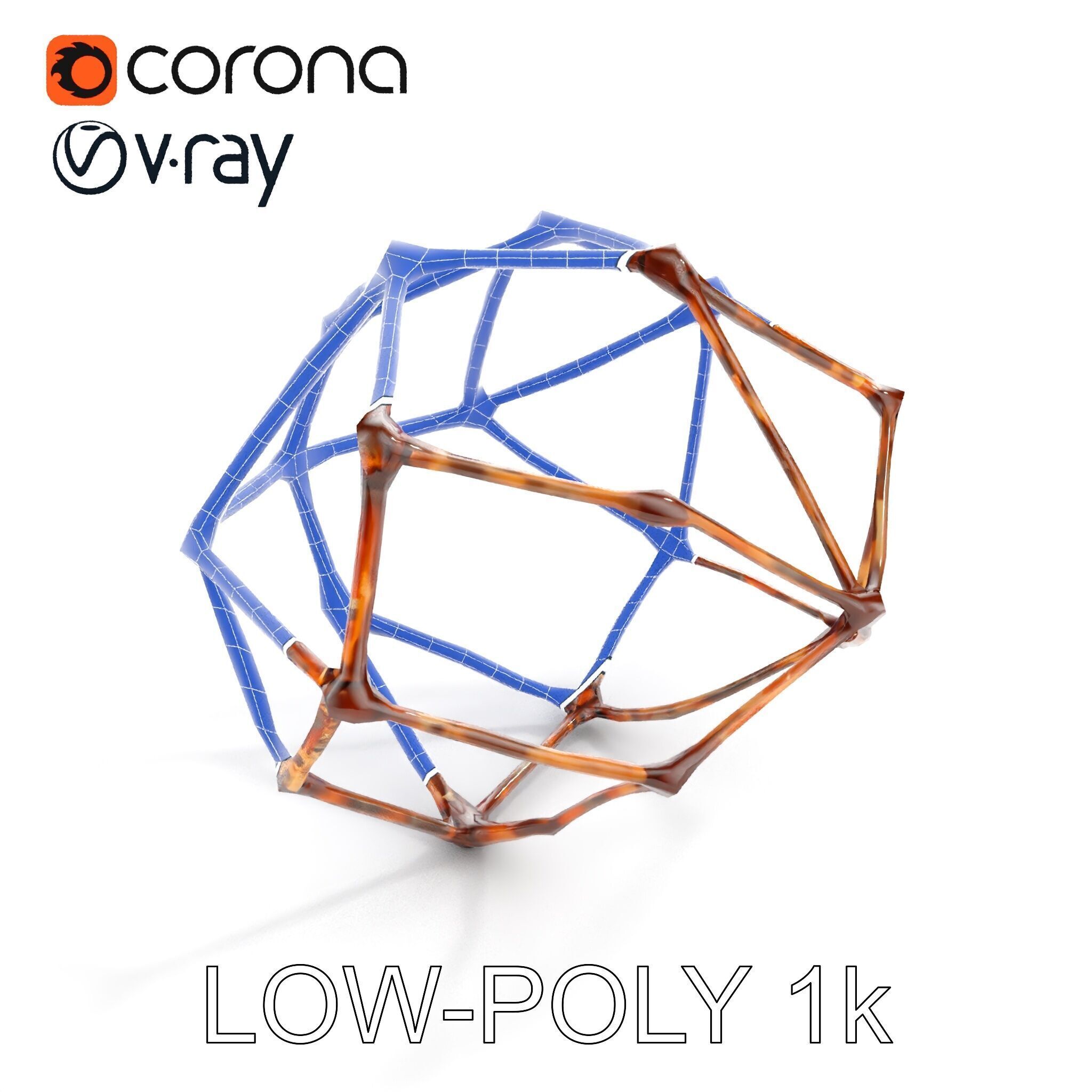 Geometric Metal Framework Model Pack Low-poly 3D model_28