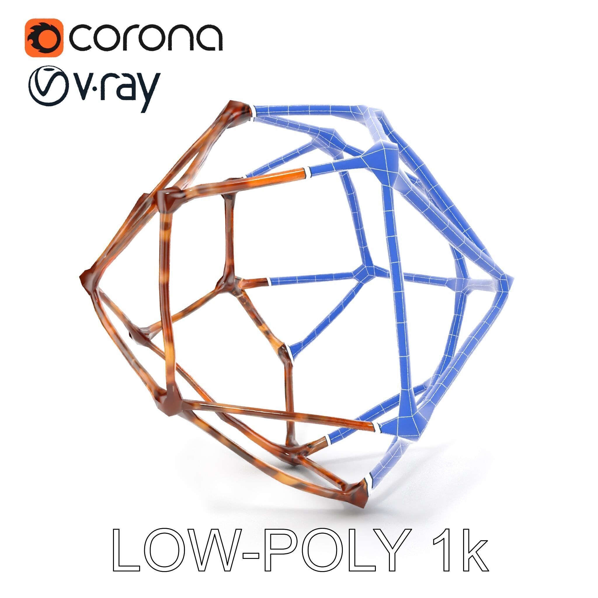 Geometric Metal Framework Model Pack Low-poly 3D model_31