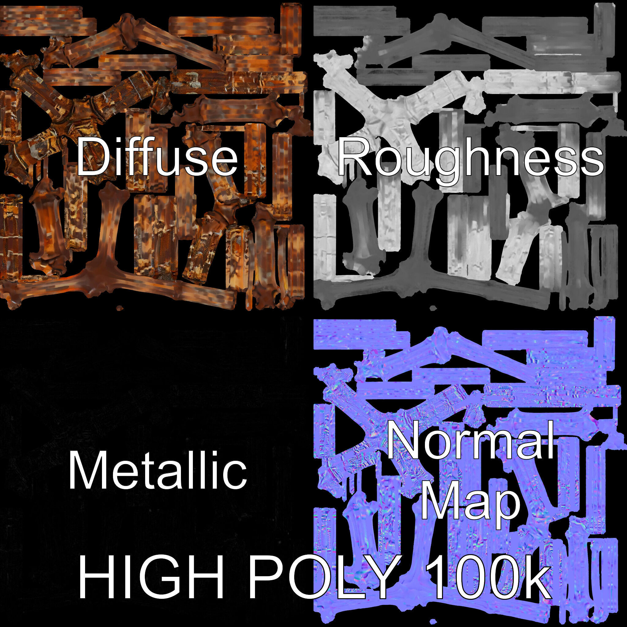 Geometric Metal Framework Model Pack Low-poly 3D model_3