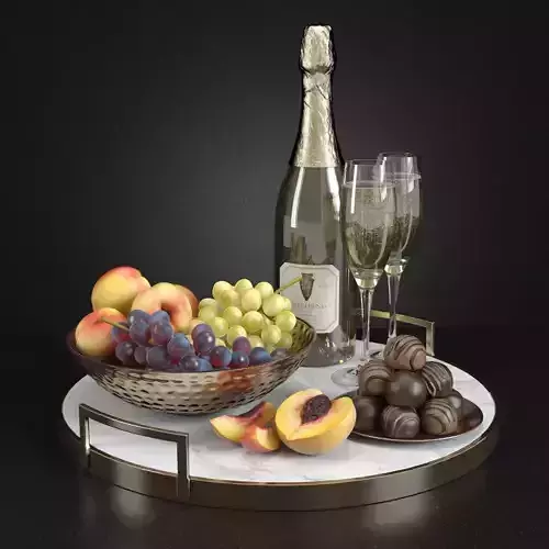 Champagne and Fruit Set 3D model