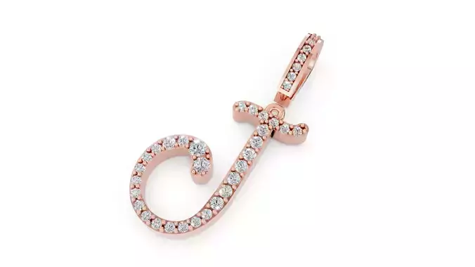 Elegant J Diamond Pendant  3D CAD Jewelry Design 3D print model