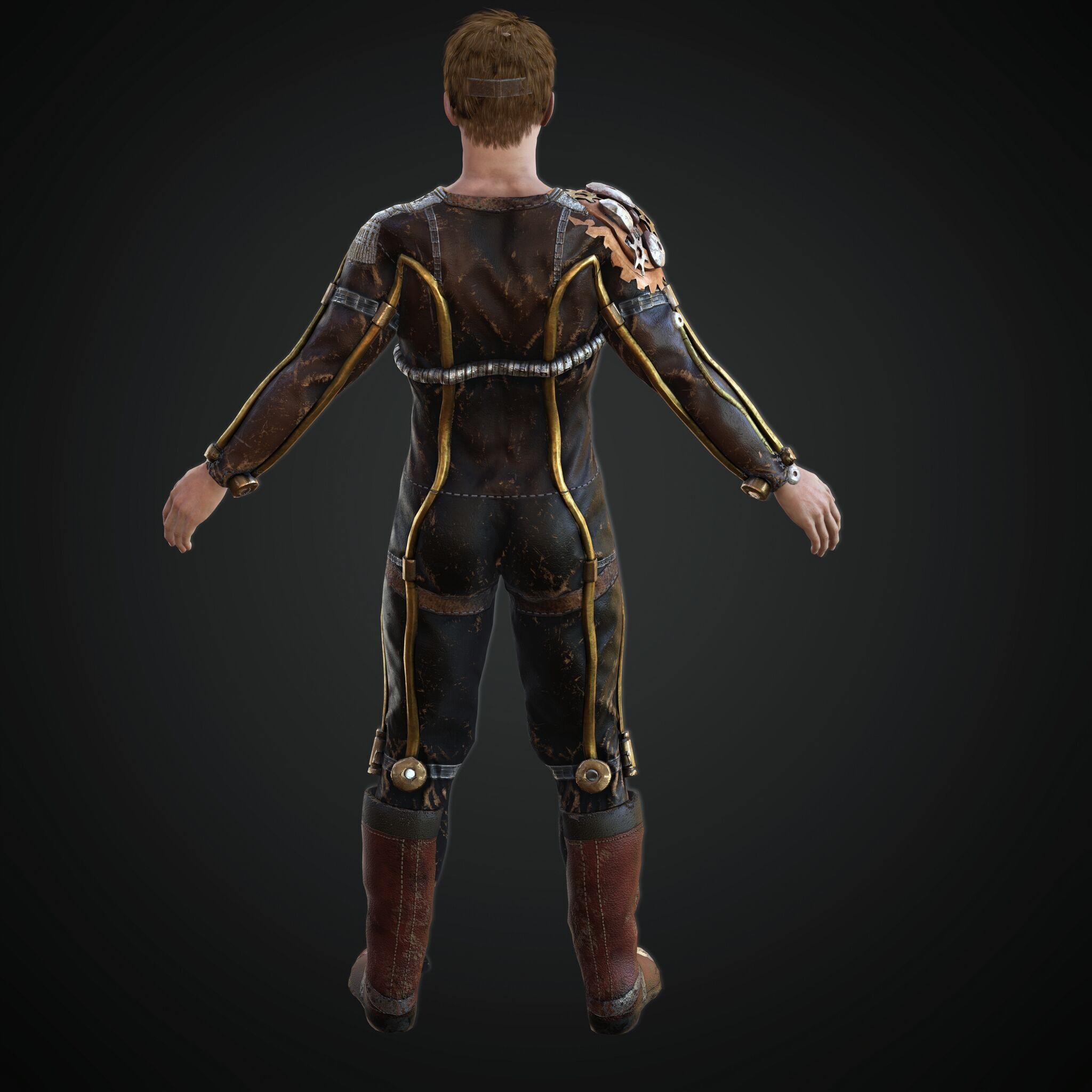 Mega Pack 28 Steampunk rigged character woman man Low-poly 3D model_67