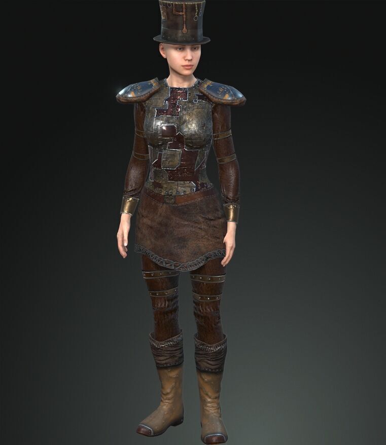 Mega Pack 28 Steampunk rigged character woman man Low-poly 3D model_97