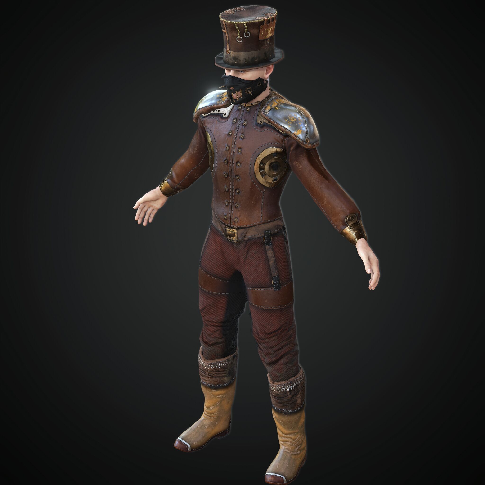 Mega Pack 28 Steampunk rigged character woman man Low-poly 3D model_47