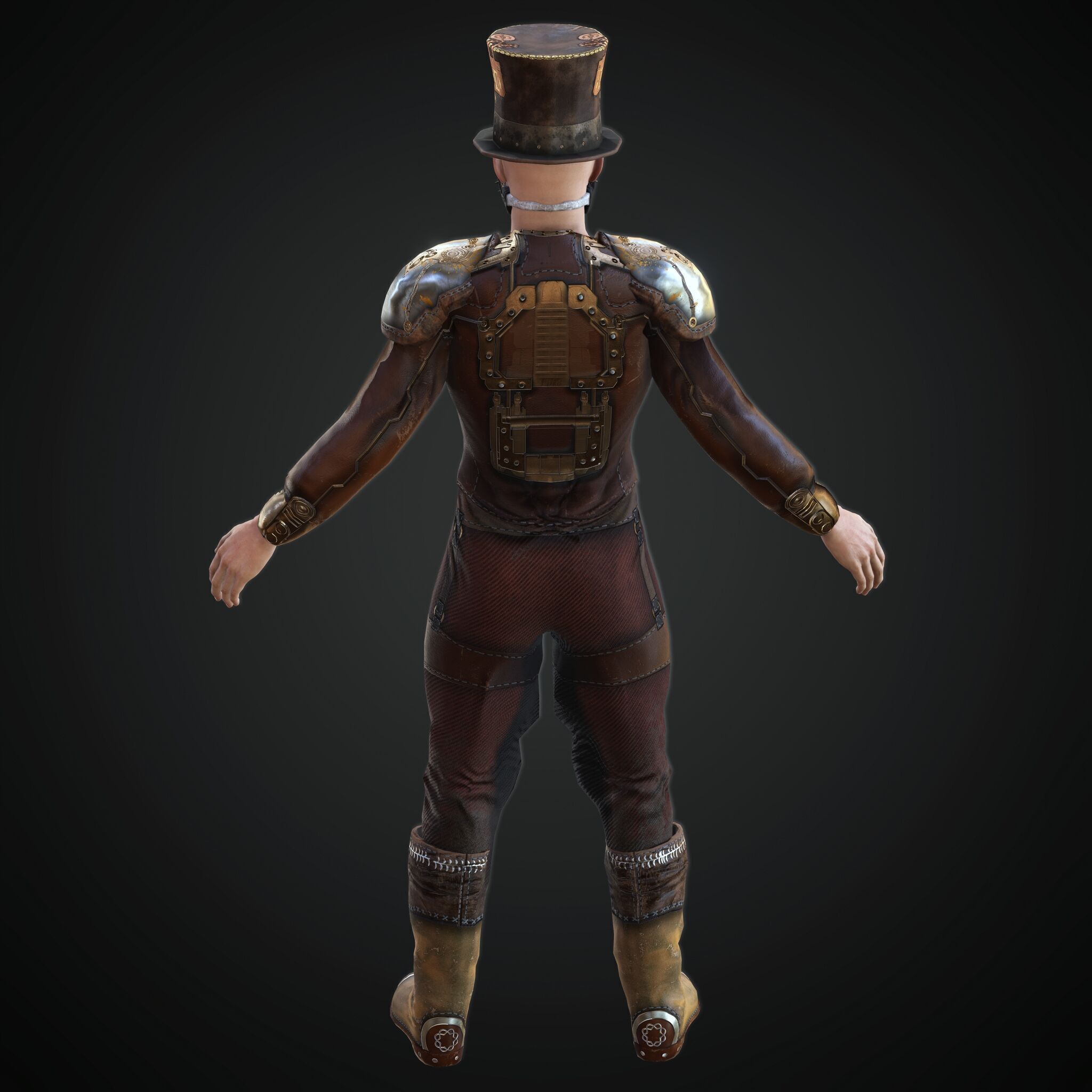 Mega Pack 28 Steampunk rigged character woman man Low-poly 3D model_48