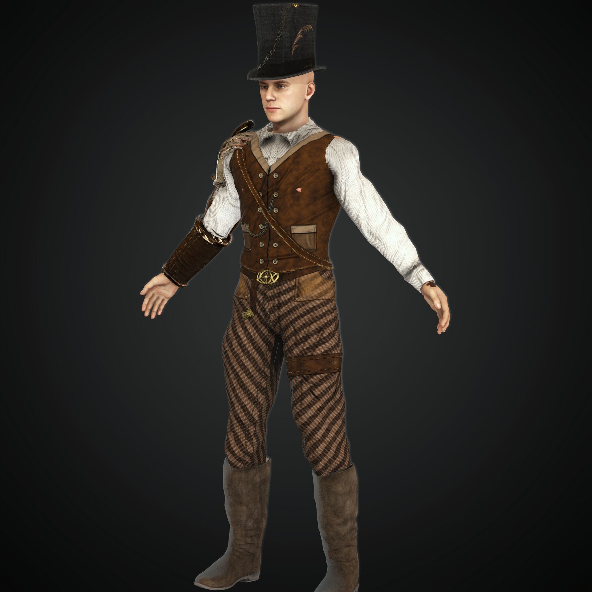 Mega Pack 28 Steampunk rigged character woman man Low-poly 3D model_2