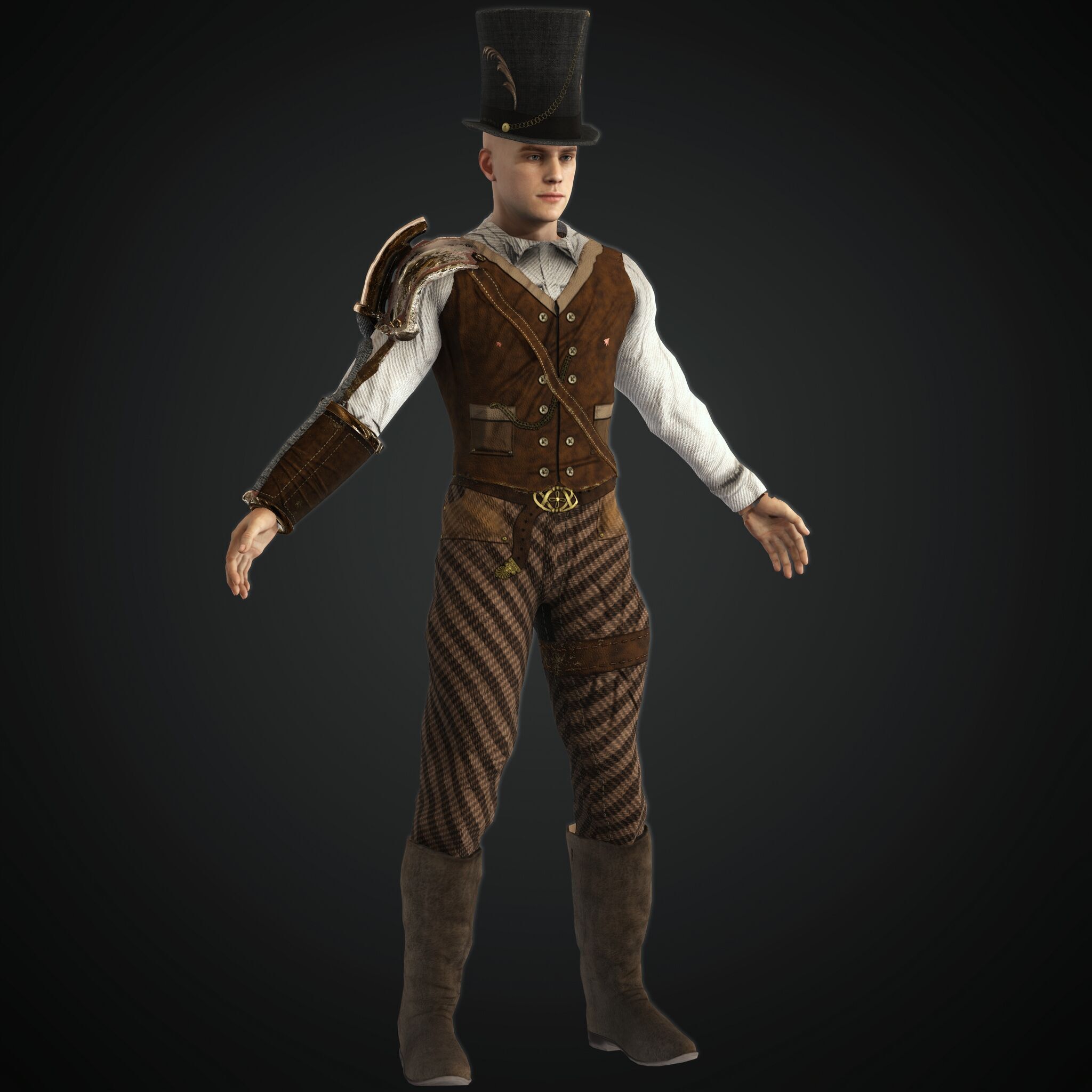 Mega Pack 28 Steampunk rigged character woman man Low-poly 3D model_1