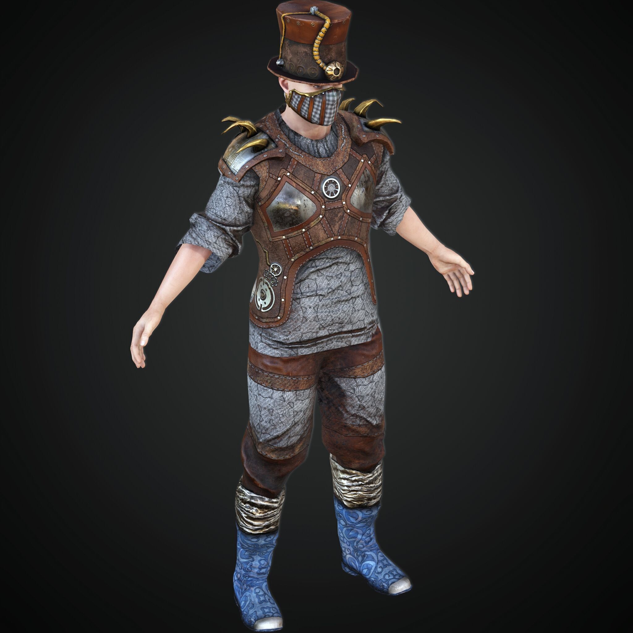Mega Pack 28 Steampunk rigged character woman man Low-poly 3D model_55