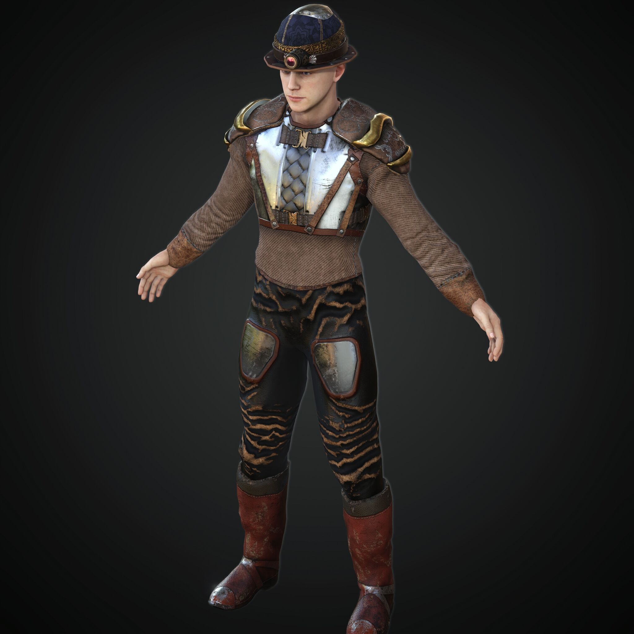 Mega Pack 28 Steampunk rigged character woman man Low-poly 3D model_62
